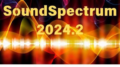 A pattern of yellow and orange sound waves behind concert title in yellow lettering, Sound Spectrum 2024.2